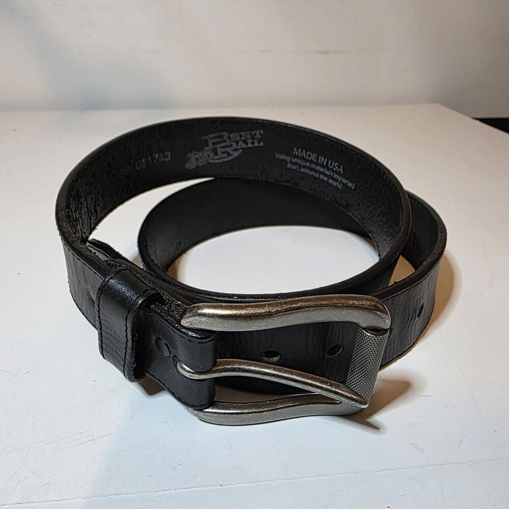Justin Boots Bent Rail Mens Black Leather Belt Size 38 Made in The USA C11743